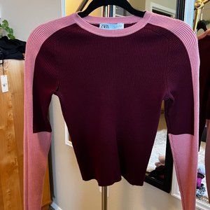 Zara Color Blocked Cropped Sweater